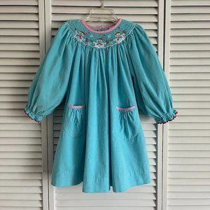 Shrimp & Grits Kids snowman & snowflake corduroy smocked dress girl’s size 3T